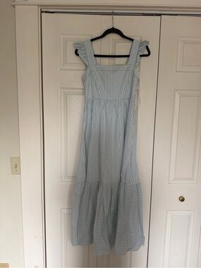 Gal Meets Glam Sleeveless Light Blue Striped Maxi Dress